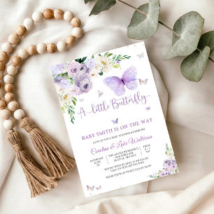 Vlinder Bloemige Baby Shower Uitnodiging