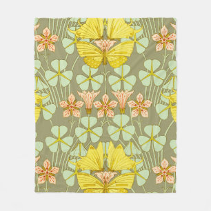 Vlinder Bloemige Botanische Kleurrijk Fleece Deken