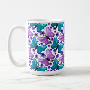 Vlinder Bloemmotief Esthetisch Mooie Bloemen Koffiemok