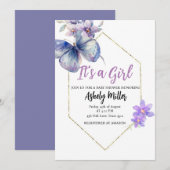 Vlinder Bloesem Baby Shower Uitnodiging (Voorkant / Achterkant)