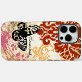  vlinder bordeaux roze damast Case-Mate iPhone case (Achterkant (horizontaal))