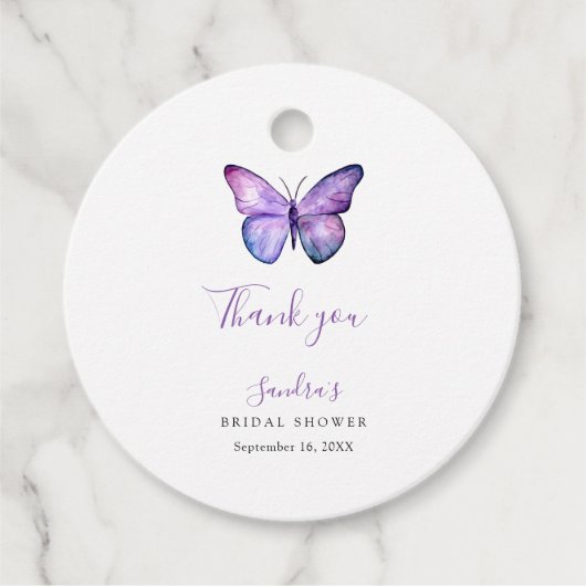 Vlinder Bruiloft Elegant Bedankt Script Bedankjes Labels (Voorkant)