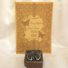  vlinder bruiloft uitnodiging op oud papier