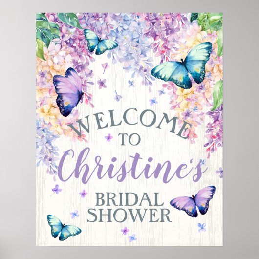 Vlinder Bruiloft Welcome Bord Poster (Voorkant)