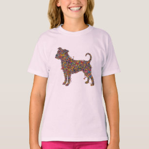 Vlinder Bully Silhouet Kunst Pitbull Hond Meisjes T-shirt