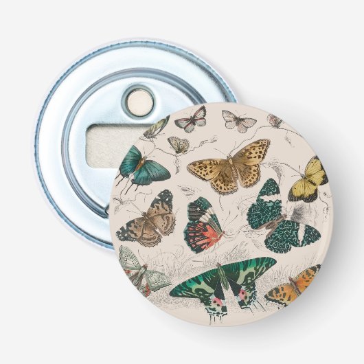 Vlinder Collectie Antiek Vlinders Button Flesopener (Voorkant)