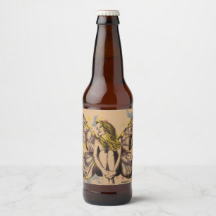 vlinder dame, vlinder vrouw, blonde fee kunst bier etiket