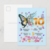 Vlinder Dubbele Cijfers 10 Jaar Oude Vlinders  Uitnodiging Briefkaart (Voorkant / Achterkant)