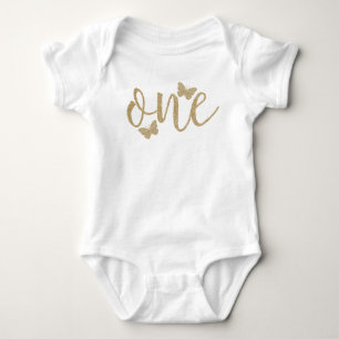 Vlinder Eerste Verjaardag Nep Glitter Shirt