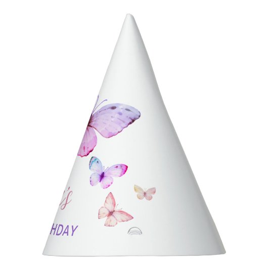 Vlinder Eerste Verjaardags Meisje 1e Roze Partij P Feesthoedjes (Rechts)