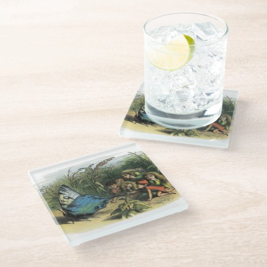Vlinder Elf Artwork Leuke Elfen Vlinders Glazen Onderzetter (Schuin)