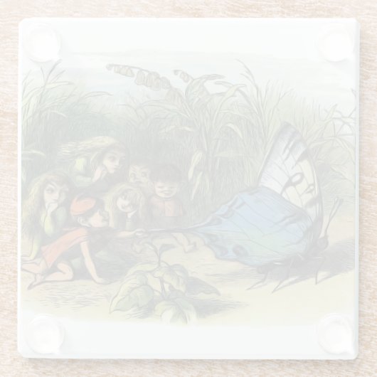 Vlinder Elf Artwork Leuke Elfen Vlinders Glazen Onderzetter (Achterkant)