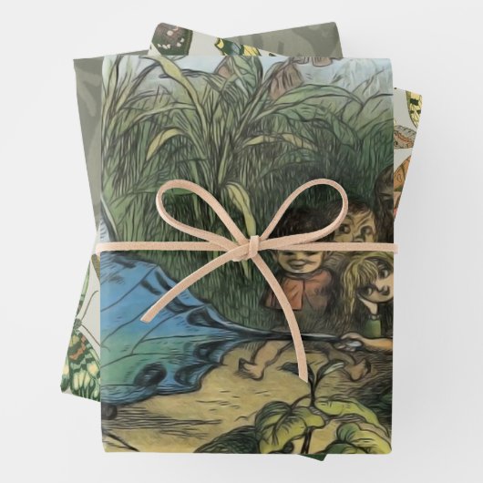 Vlinder Elf Artwork Leuke Elfen Vlinders Inpakpapier Vel (In situ)