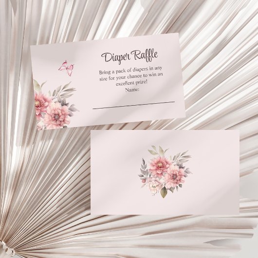 Vlinder en Bloem Baby shower Luier Raffle Informatiekaartje