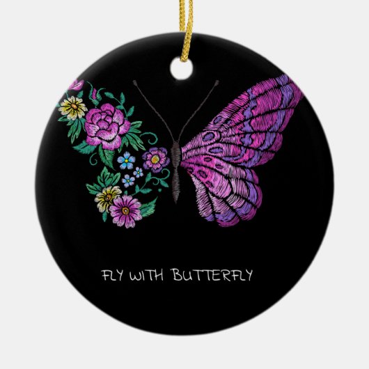 Vlinder en bloem bloemenvlinders vleugels uit keramisch ornament (Voorkant)