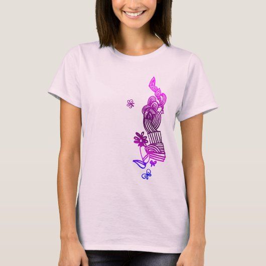 Vlinder en bloem doedel T-shirt (Voorkant)