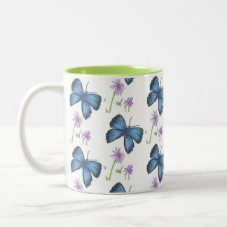 Vlinder en Bloem Koffiemok Tweekleurige Koffiemok