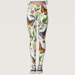 Vlinder en bloem naadloos patroon leggings