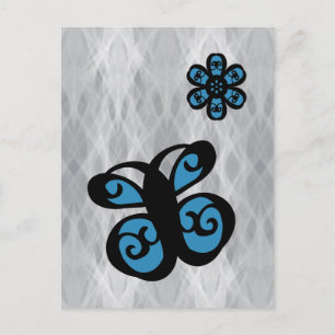 Vlinder en bloem ontwerp, blauwe kleur splash briefkaart