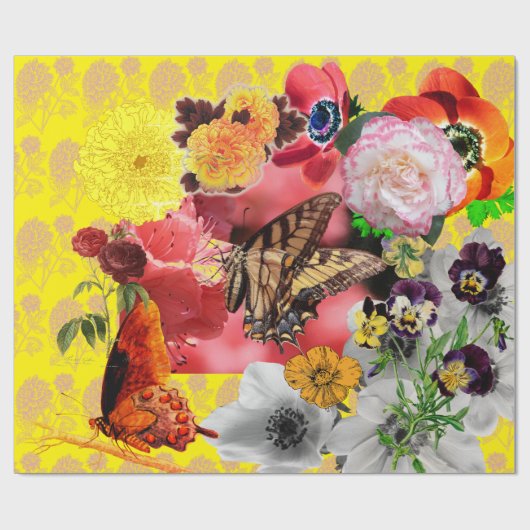 VLINDER EN BLOEMEN inpakpapier (Vlak)