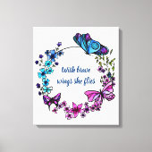 Vlinder en bloemen krans en citaat canvas afdruk (Voorkant)
