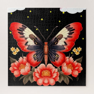 Vlinder en bloemen zijn in dit prachtige legpuzzel