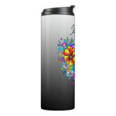 Vlinder en bloemenhart gepersonaliseerd thermosbeker (Gedraaid links)