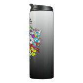 Vlinder en bloemenhart gepersonaliseerd thermosbeker (Geroteerd rechts)