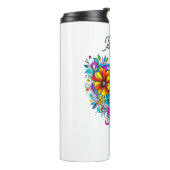 Vlinder en bloemenhart gepersonaliseerd thermosbeker (Gedraaid links)