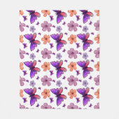 Vlinder en bloemenpatroon fleece deken (Voorkant)