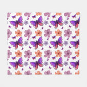 Vlinder en bloemenpatroon fleece deken (Voorkant (Horizontaal))