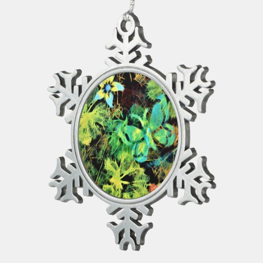 Vlinder en bloemenrodilius kerstversiering tin sneeuwvlok ornament (Rechts)