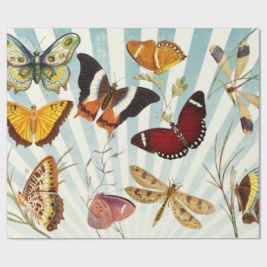  vlinder en dragonfly cadeaupapier (Vlak)