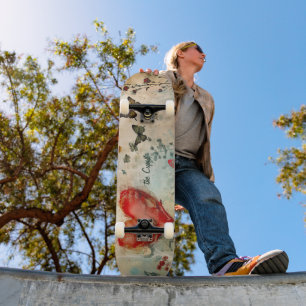 Vlinder en een rood hart skateboard