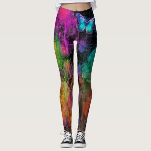 Vlinder en een verf ontwerp op cute strakke kledin leggings