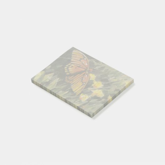 Vlinder en gele bloemen post-it® notes (Schuin)