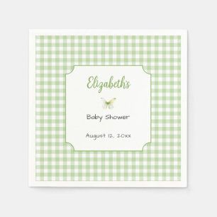 Vlinder en groene geruite baby shower bord servet