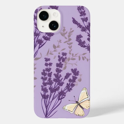 Vlinder en Lavendel Bloemen Case-Mate iPhone Case (Achterkant)