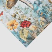  Vlinder en Paddestoel Whimsical Retro Tissuepapier (Detail)