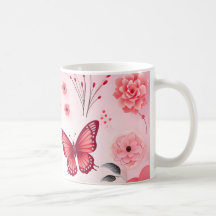 Vlinder en roze bloem