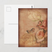 vlinder en Rozen shabby chic Briefkaart (Voorkant / Achterkant)