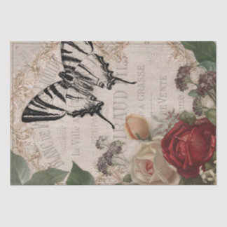 vlinder en Rozen Shabby Chic Decoupage Tissuepapier