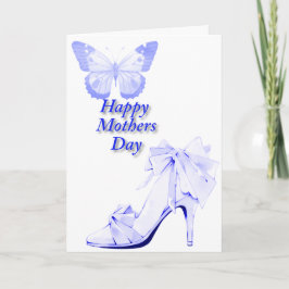 Vlinder en schoen in blauw kaart