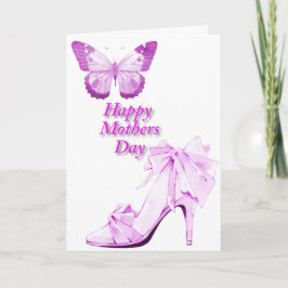 Vlinder en schoen in roze kaart