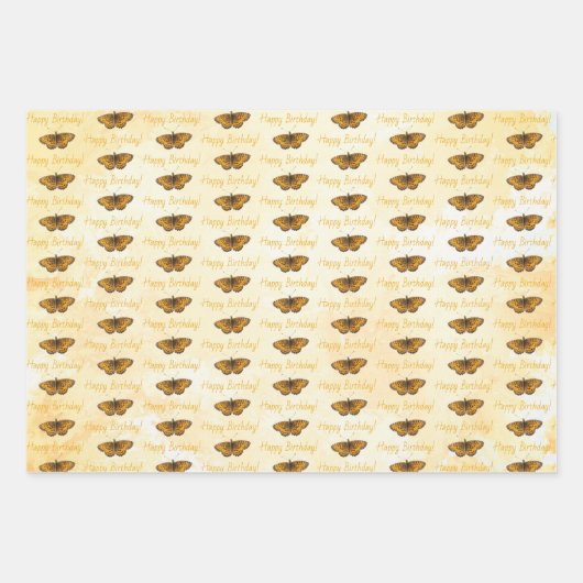 Vlinder en Zonnebloem Patronen Gepersonaliseerd Inpakpapier Vel (Voorkant 2)