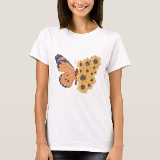 Vlinder en Zonnebloemen Illustratie T-shirt
