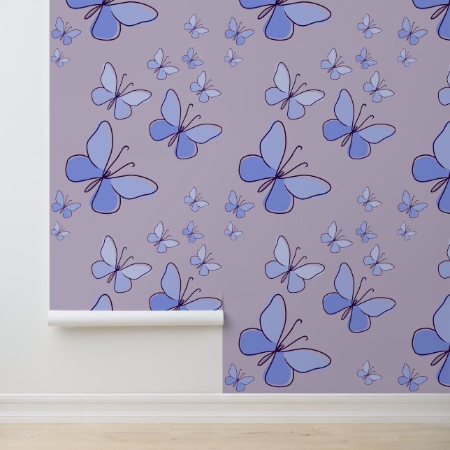 Vlinder Flutter in Blauw, Lavendel Behang (Applicatie)