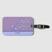 Vlinder Flutter in Blauw - Naam & Initiaal Bagagelabel (Voorkant (horizontaal))