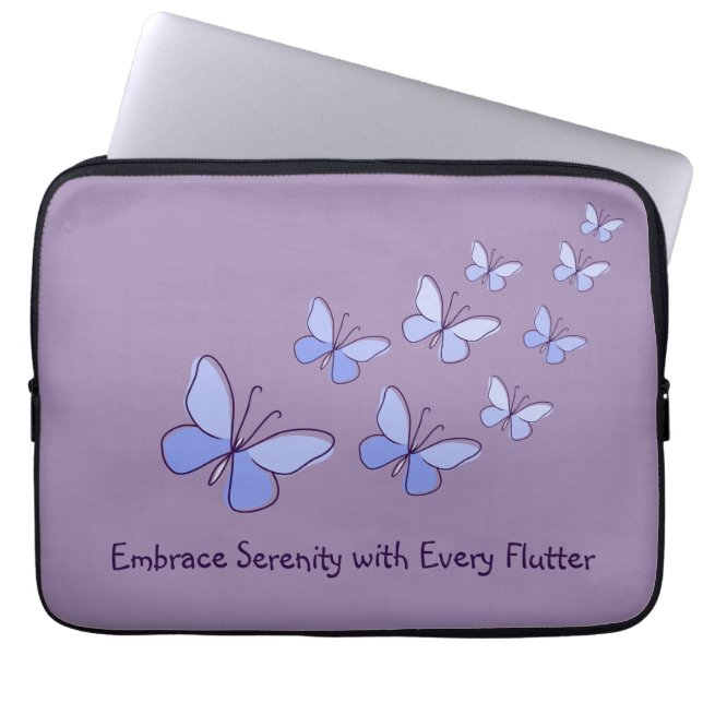 Vlinder Flutter in Blauw - Omarm Serenity ... Laptop Sleeve (Voorkant)