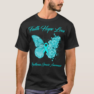 Vlinder Geloof Hoop Liefde Myasthenia Gravis Aware T-shirt